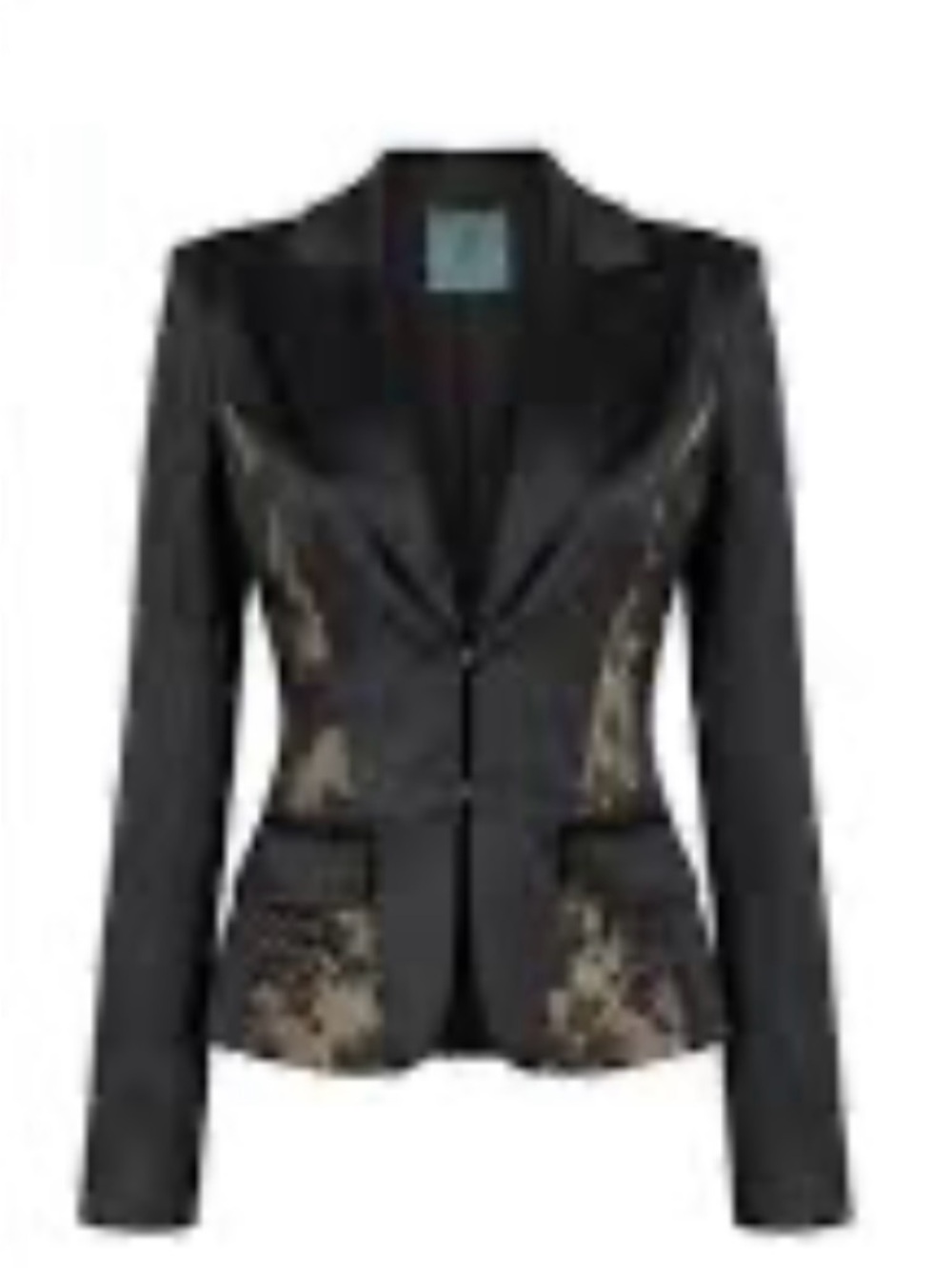 Marciano Black Lace-Trim Fitted Blazer